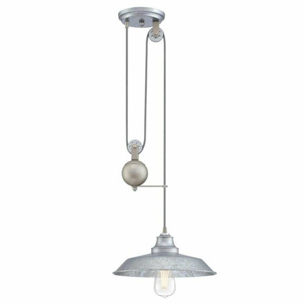 Brilliantbulb Iron Hill One-Light Indoor Pulley Pendant, Galvanized Steel BR3283103